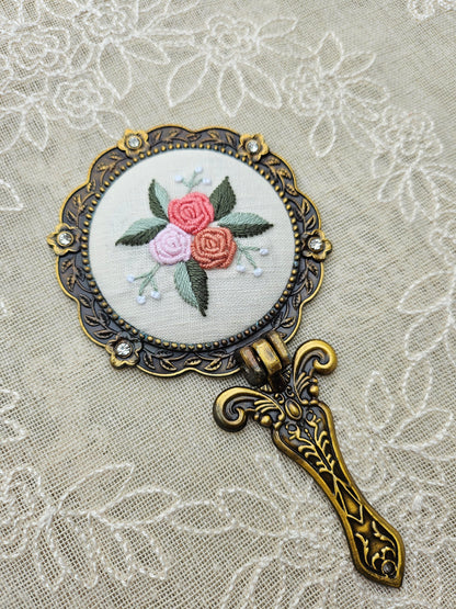 Handmade Vintage Embroidered Round Mirror