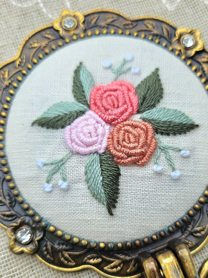 Handmade Vintage Embroidered Round Mirror