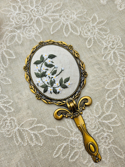 Handmade Vintage Embroidered Oval Mirror