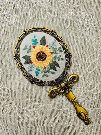 Handmade Vintage Embroidered Oval Mirror