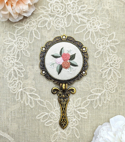 Handmade Vintage Embroidered Round Mirror