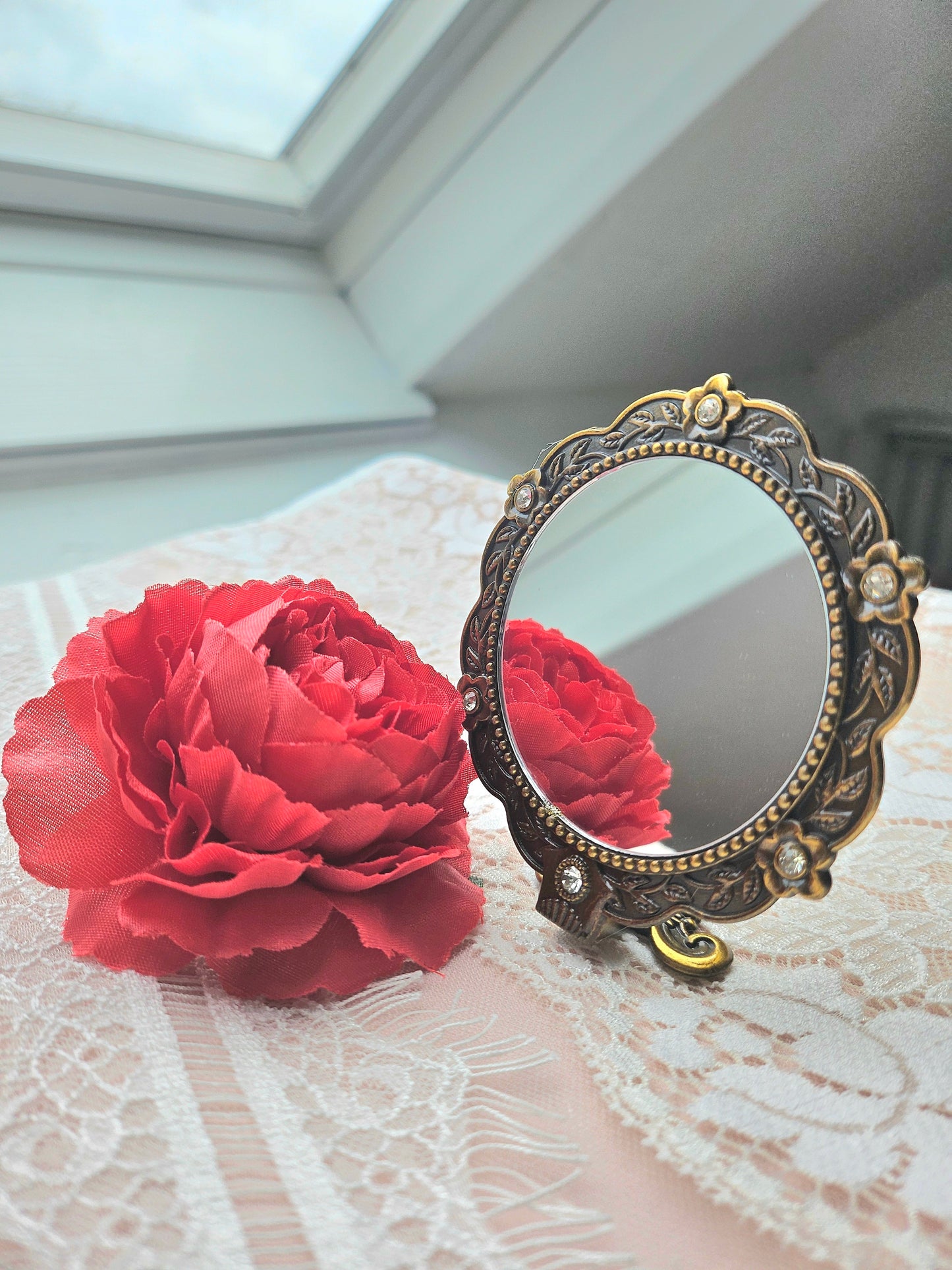 Handmade Vintage Embroidered Round Mirror