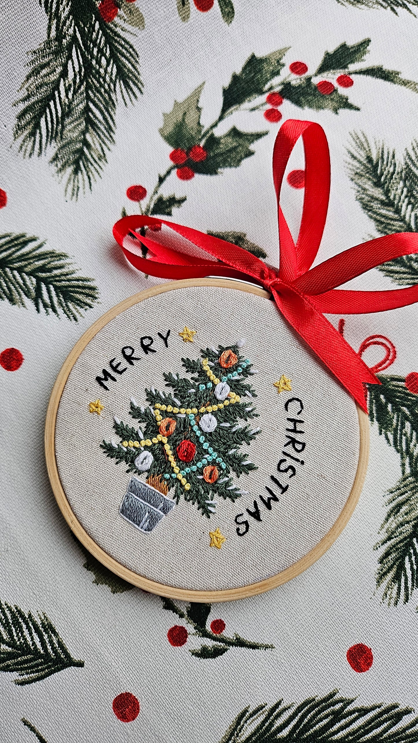 Embroidered Christmas Ornament, Art Display