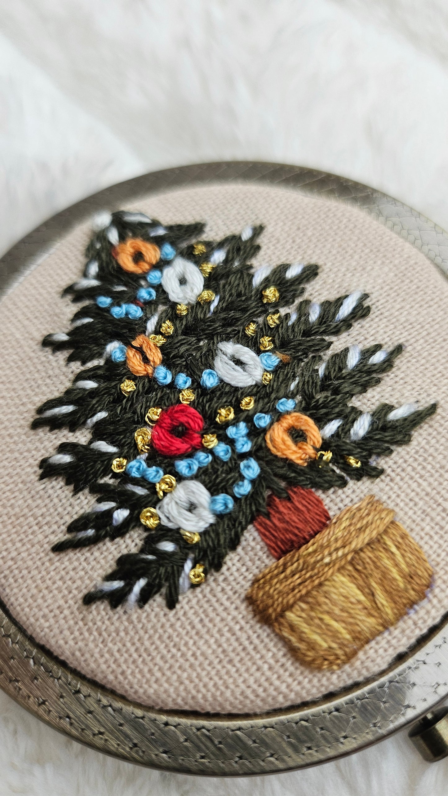 Embroidered Christmas Compact Mirror