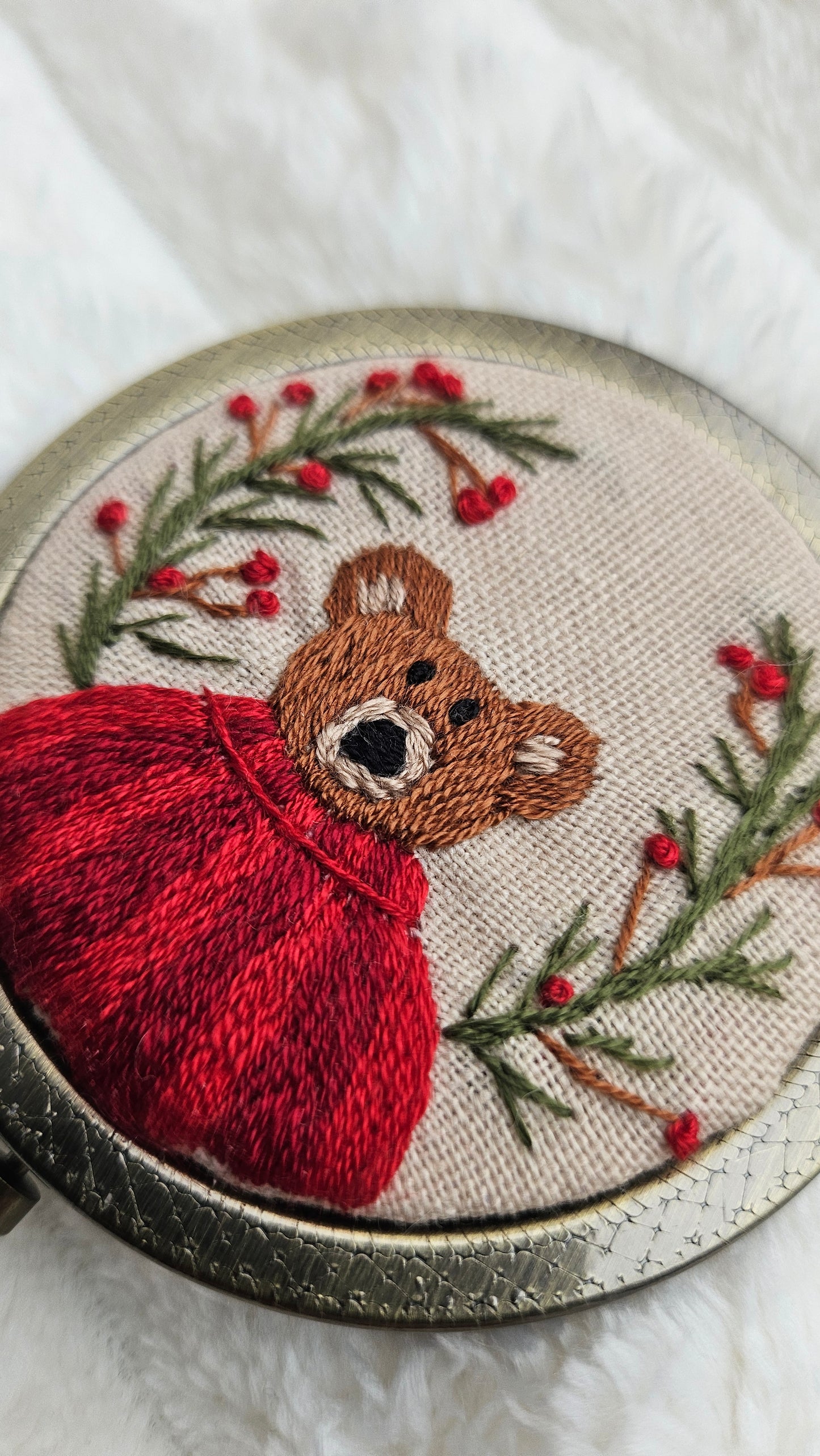 Embroidered Christmas Compact Mirror