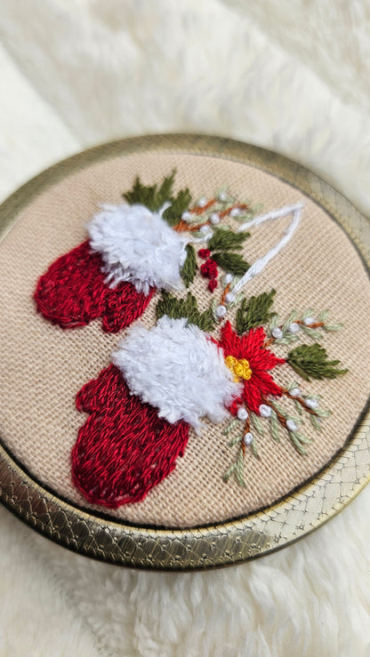 Embroidered Christmas Compact Mirror