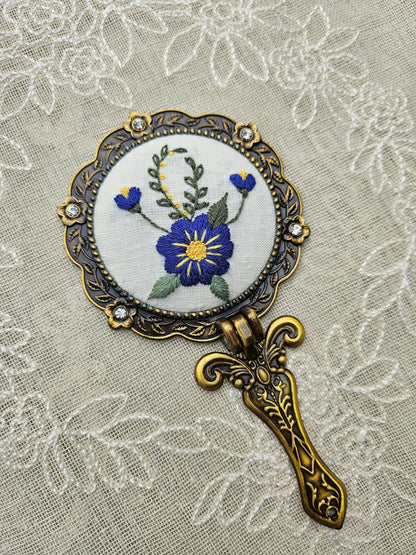 Handmade Vintage Embroidered Round Mirror