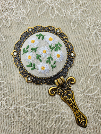 Handmade Vintage Embroidered Round Mirror